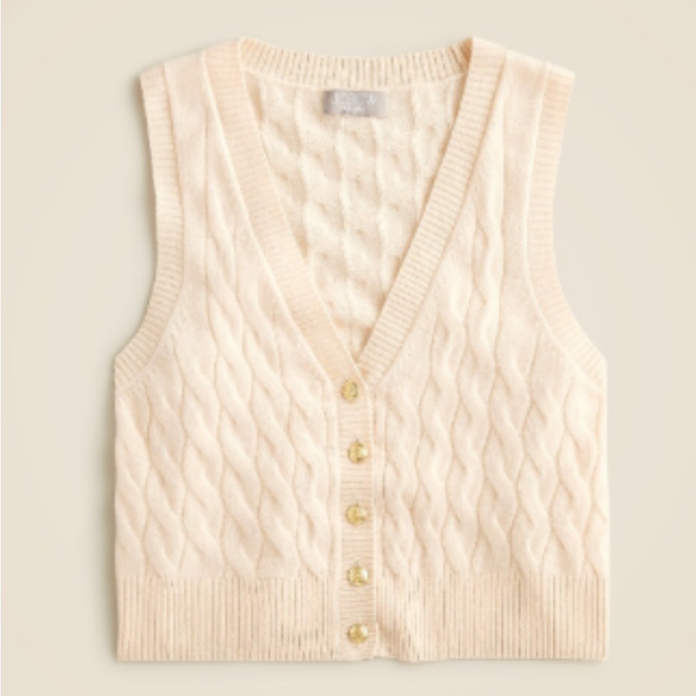 J. Crew Cashmere Cropped Cable Knit Sweater Vest
